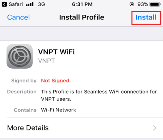 cài VNPT Wifi Offload trên iOS bước 2
