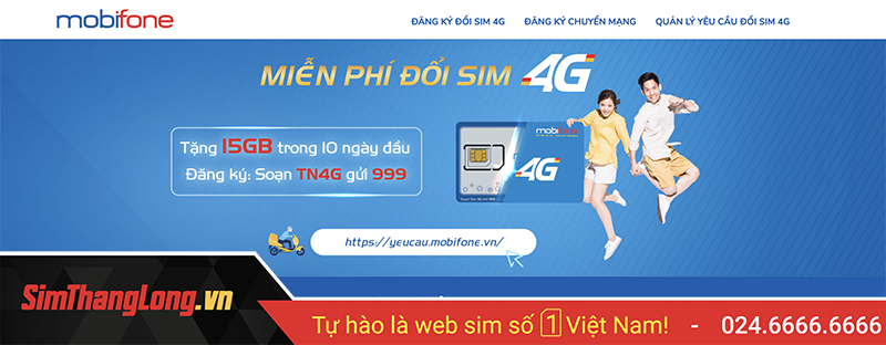 Thay sim 4G MobiFone trên Website