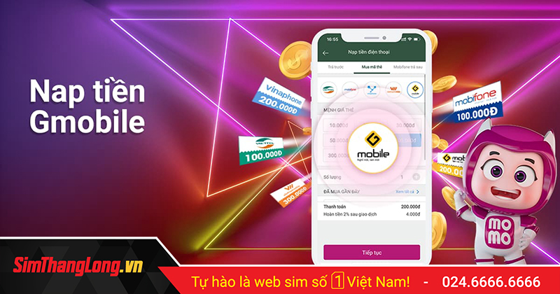 Nạp thẻ Gmobile thông qua các ví điện tử