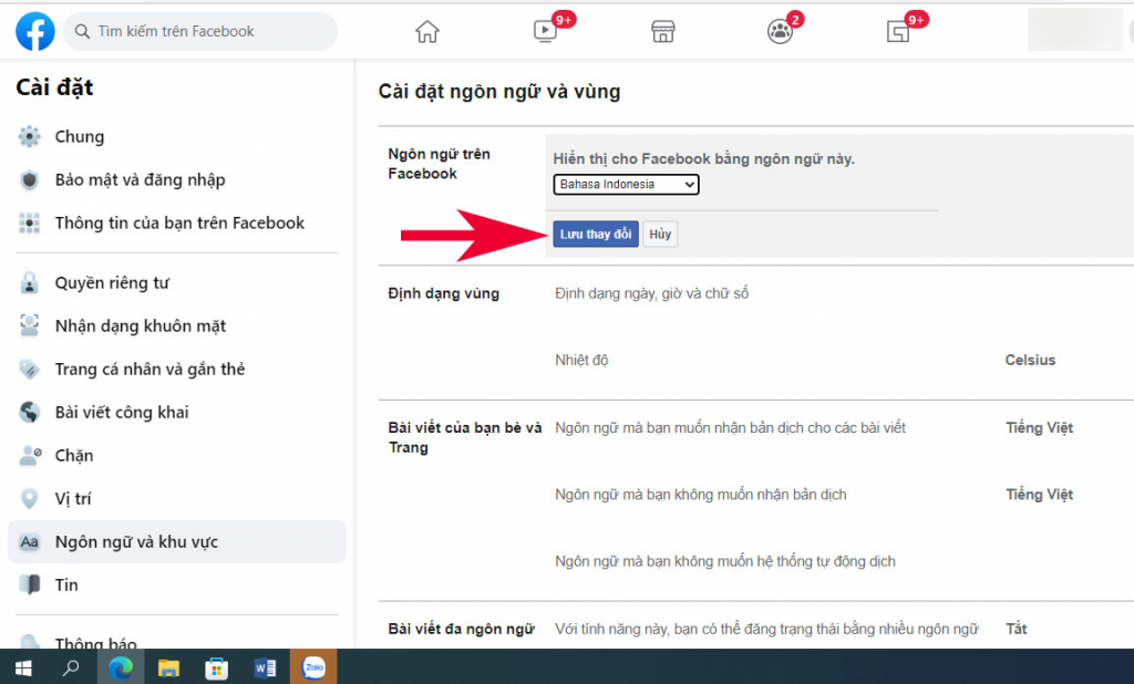 Cách đổi tên facebook 1 chữ trên máy tính