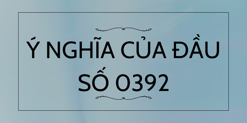 Ý nghĩa đặc biệt của đầu số 0392