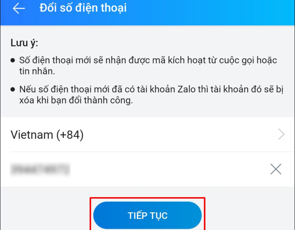 Sau đó bấm tiếp tục