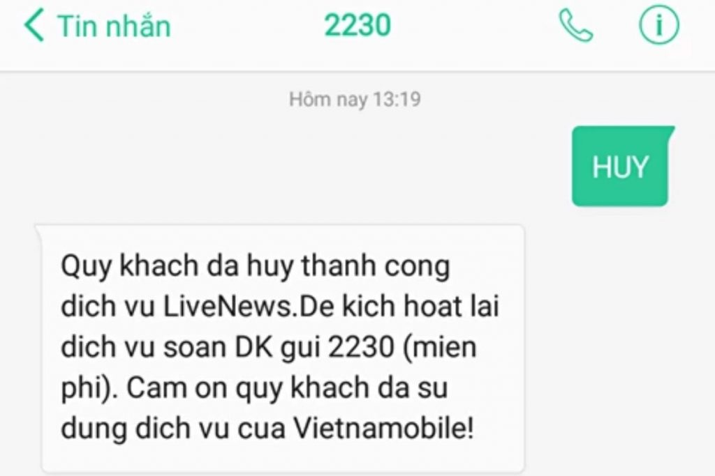 Cách chặn tin nhắn quảng cáo sim Vietnamobile qua tổng đài