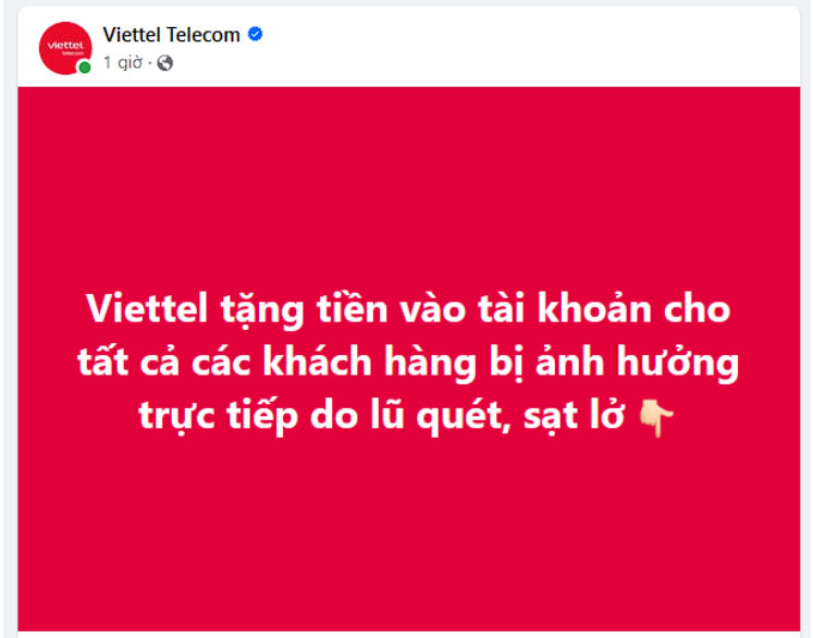 Viettel hỗ trợ thuê bao bị ảnh hưởng bởi bão lũ