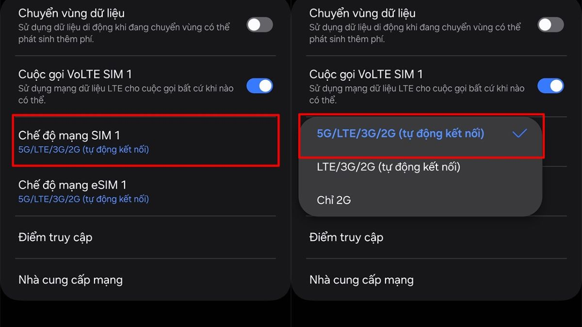 Kiểm tra 5G trên android